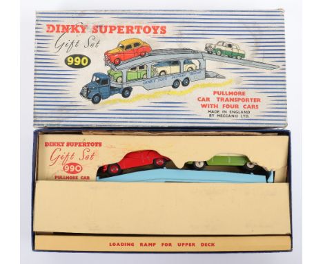 Dinky Supertoys Gift Set 990 Pullmore Car Transporter with Four Cars, contains 982 Bedford Pullmore Car Transporter, blue cab