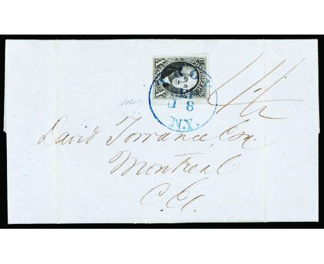 First issue 10 c. black on letter Bolaffi of the 18th September 1850 from Troy to Montreal - Together with another letter of 