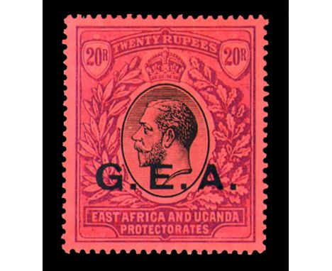 English occupation - First issue - The series up to the 1 r.  + 20 r. violet and black on red paper two copies  1917/21 - Occ