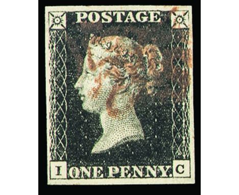 First issue 1 p. black 1  1840 - Prima emissione 1 p. nero (Bol. n. U1)(SG n. 2) -  usato  Base d'asta €100