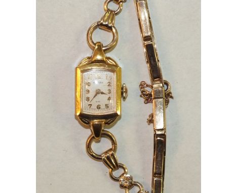 Rotary, a ladies wrist watch with gold-plated case and 9ct gold expanding bracelet, gross weight 16g.