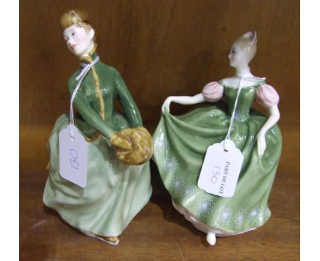 Two Royal Doulton figurines, 'Michele' HN2234, 'Grace' HN2318, two Royal Doulton 'Bunnykins' bowls, plate and two mugs, a Wad