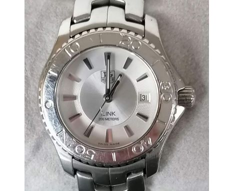 A TAG Heuer Link 200 Meters ladies quartz watch, 27mm dial, face 19mm, date aperture, WJ1310, DR6142, baton makers, nighttime