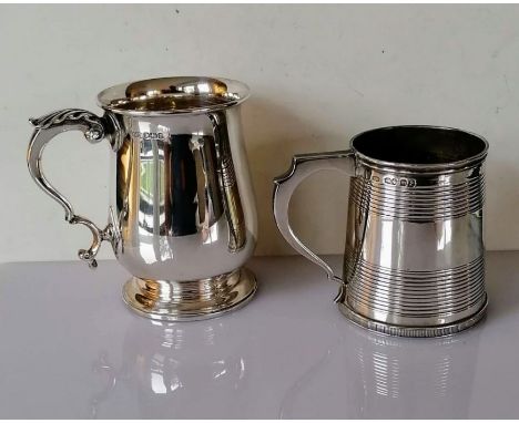 A George IV silver tankard with reeded decoration by Jonathan Hayne, London 1827, 8 cm H, initialled with dedication to under