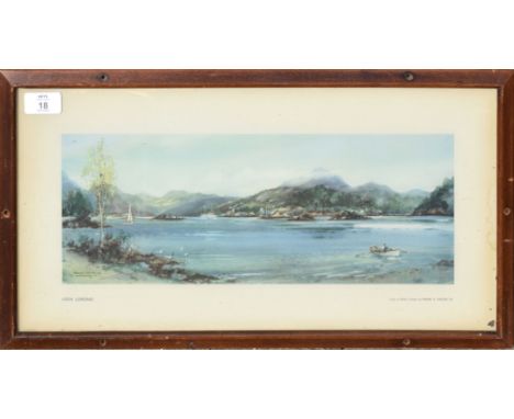 After Leonard Squirrell, Felixstowe Ferry, Suffolk, railway carriage coloured print, together with two further by different a
