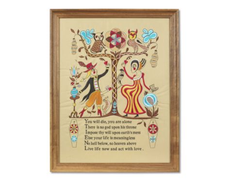 Grayson Perry (born 1960)Recipe for Humanity Computerised embroidery in colours, 2005, on cotton, signed and numbered 185/250