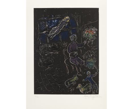 Marc Chagall (1887-1985)L'Atelier de Nuit (Mourlot  961) Lithograph in colours, 1980, on Arches wove paper, signed and number