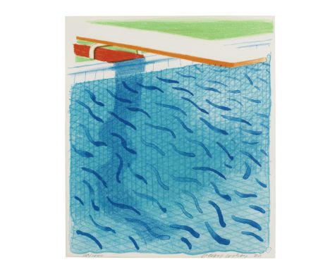 David Hockney (born 1937)Pool Made with Paper and Blue Ink for Book (M.C.A. Tokyo  234) Lithograph in colours, 1980, on Arche