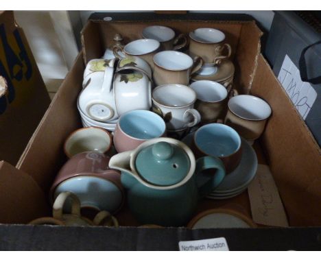 Quantity of Denbyware including cups and saucers, sugar bowls, jug etc
