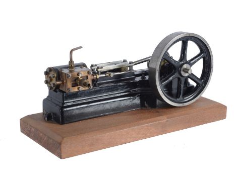 A model of a Stuart Turner S50 horizontal mill engine, being of open balanced crank design with cross-head guides, eccentric 