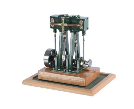 A well engineered model of a twin simple vertical marine engine, built by Mr D Russell of Fraserburgh from drawings by Rudy K