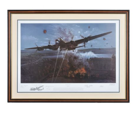 Avro Lancaster and Dambusters - after Phillip West 'Primary Target' a signed limited edition photolithographic print numbered