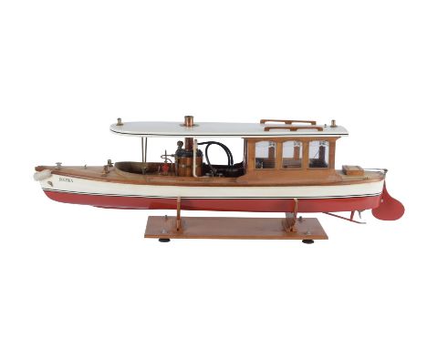 A model of a live steam powered Windermere/river launch 'Dolphin', with glazed passenger cabin and having fitted Cheddar live