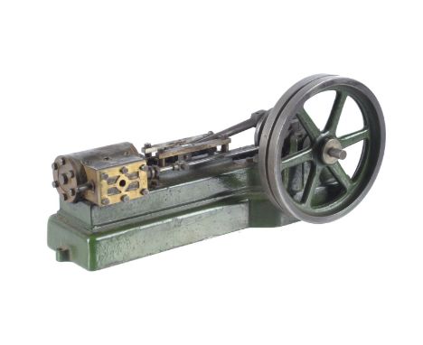 A model of a Stuart Turner S50 horizontal mill engine, being of open balanced crank design with cross-head guides, eccentric 