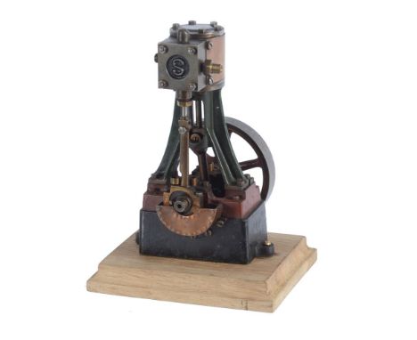 A Stuart Turner 10V  live steam vertical mill engine, with metal clad cylinder 3/4 inch stroke by 3/4 inch bore, trunk guide,