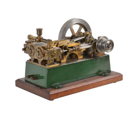 A well-engineered vintage model of a live steam twin simple horizontal mill engine, being model engineer built from castings 