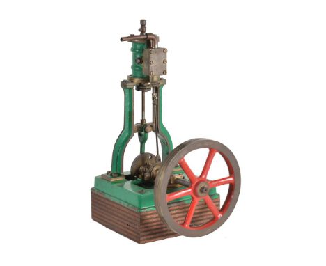 A rare and early Stevenson dockyard model of a live steam vertical mill engine, the single cylinder with mounted steam chest 