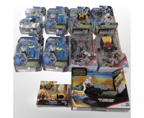 10 Hasbro and Mattel figurines to include Max Steel, Transformers and Star Wars, boxed.
