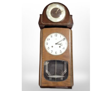 An Art Deco Smiths mantel clock and a further wall clock.