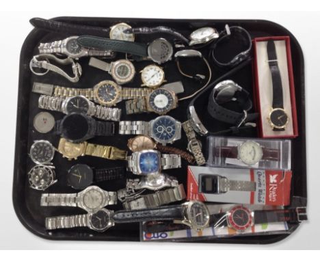 A large quantity of lady's and gent's wristwatches including Casio, Lorus, Accurist, Geneva, etc.