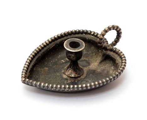 A miniature silver chamber stick, William Comyns, Birmingham 1891, approx 4cm, approx 0.4ozt