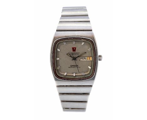 Omega - a gentleman's Omega Constellation Chronometer Megasonic 750Hz gents wristwatch, circa 1970's, cushion shaped silvered