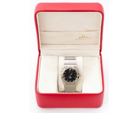 Omega - a gentleman's steel Omega Constellation Co-Axial Chronometer wristwatch, 4cm circular charcoal grey dial with baton n