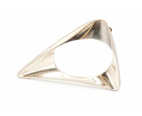 Henning Koppel for Georg Jensen - a Danish silver brooch no. 375, of triangular from with open circular central section, appr