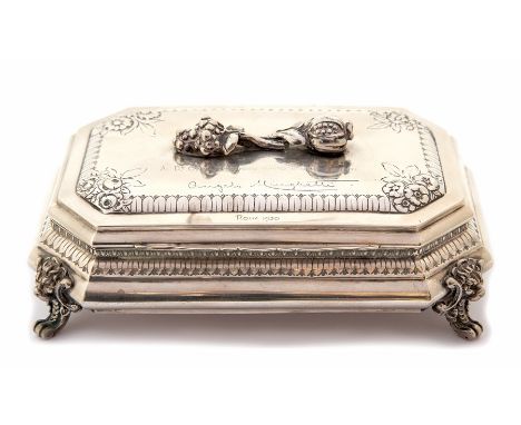 An Italian silver casket, approx 21cm x 14cm, approx 24.26ozt