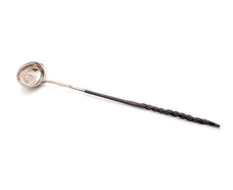 A silver toddy ladle, with baleen handle, approx 38cm long