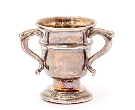 A miniature silver tyg,&nbsp;Crisford &amp; Norris Ltd, Birmingham 1912, approx 3cm high, approx 0.2ozt