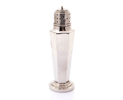 An Art Deco silver caster, N.S Birmingham 1928, approx 19cm high, approx 5.7ozt (filled base)