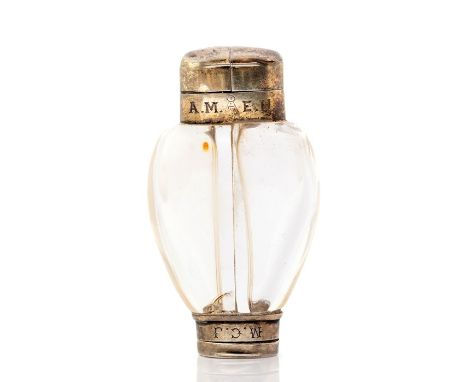 A Victorian Sampson & Mordan scent bottle, double heart shaped glass compartment, with silver double opening lid, top engrave