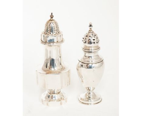 A George V silver sugar caster quatrefoil shape, the detachable cover with urn shaped finial, by Blackmore &amp; Fletcher Ltd