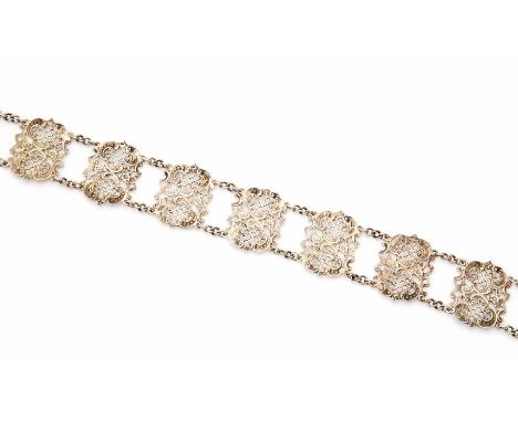 A Victorian silver belt, Birmingham 1900, approx 67cm long, approx 5.1ozt