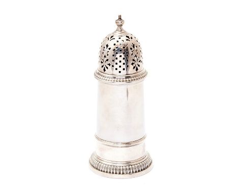 A silver caster, lighthouse form, Barker Ellis Silver Co, Birmingham 1967, approx 17cm high, approx 5.7ozt