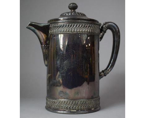 A Large Silver Plated Coffee Pot with Ceramic Liner, Patented Oct 29th 1878 by Wilcox Co., 30cm high 
