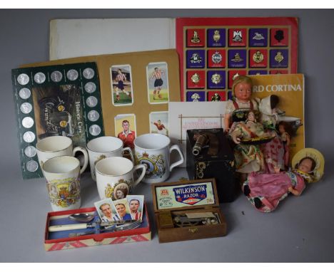 A Vintage Operating Guide for Ford Cortina, Collection of Commemorative Mugs, Football Bubblegum and Cigarette Cards, Souveni