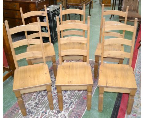 A set of six modern designer ladder back chairs
