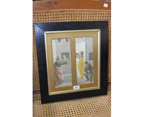 Russian School, 19th/20th century, off set hand embellished lithograph, Saints,Conversing, framed