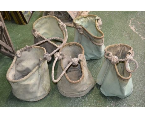 Vintage canvas buckets stamped G & S Ltd. 1943 (5)