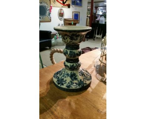 20thC Chinese style ceramic large candle holder, approx 22cm high