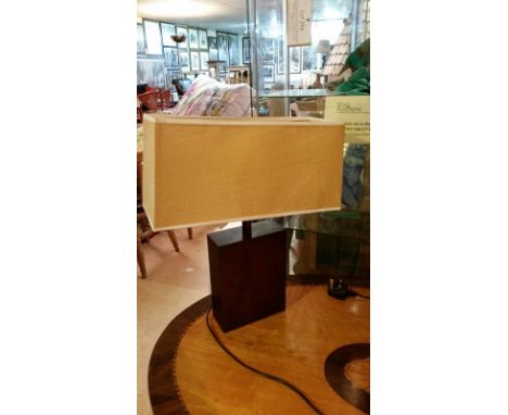 Retro wood base lamp with rectangular shade