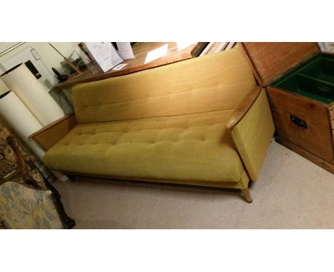 Circa 1940's sofa / day bed. Stylish item in original fabric  200cm long, 49cm seat depth {approx 95cm wide when pulled out a