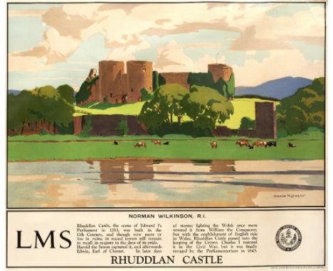 NORMAN WILKINSON (1878 - 1971) 'Rhuddlan Castle', a London, Midland &amp; Scottish Railway Company lithographic poster printe
