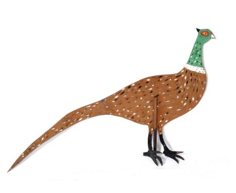 AN OLD PAINTED PHEASANT WEATHER VANE 104cm long x 65cm high