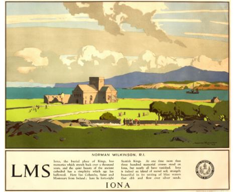 NORMAN WILKINSON (1878 - 1971) 'Iona', a London Midland &amp; Scottish Railway Company coloured lithographic poster, signed a