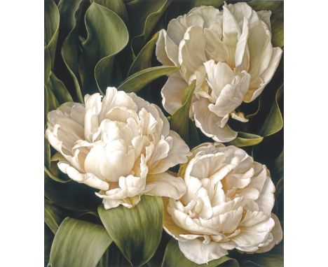 MIA TARNEY (21ST CENTURY ENGLISH SCHOOL) 'White Peony Tulip', giclée print, signed in pencil in the margin and numbered 37/95