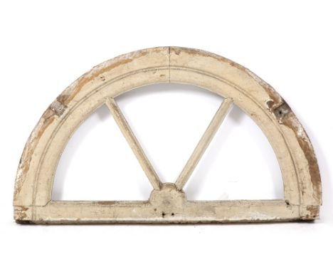 AN OLD PAINTED WOODEN FAN LIGHT WINDOW 82cm wide x 47cm high 