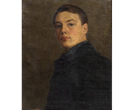 IN THE MANNER OF AUGUSTUS JOHN A shoulder length portrait of a young man, oil on canvas board, unsigned 14cm x 11.5cm 